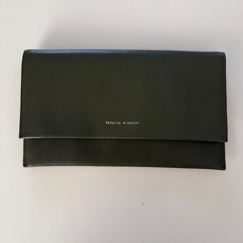 Rebecca Minkoff Green Fold-Over Leather Clutch Wallet